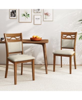Dining Chairs Set of 4 w/Rubber Wood Frame Padded Seat and Backrest for Kitchen
