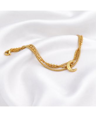 Layered Crescent Moon Bracelet Stainless Steel
