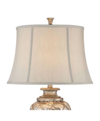 Traditional Mercury Glass Table Lamp with USB Port and LED Nightlight, 33.75" Tall
