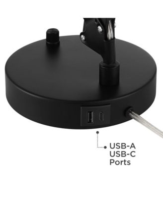 Wyatt 25" High Modern Desk Lamp USB Port Architect Adjustable Height Metal Single Home Office Charging