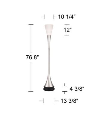 Piazza Modern Torchiere Floor Lamp with Riser Tall Brushed Nickel Metal Frosted Glass Shade for Living Room Bedroom