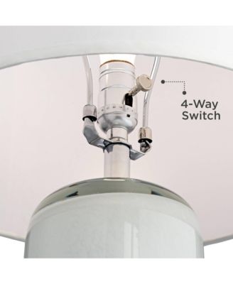 Roxanne Coastal Table Lamp with Round Riser 25" High LED Nightlight Drum Shade for Bedroom Living Room Bedside