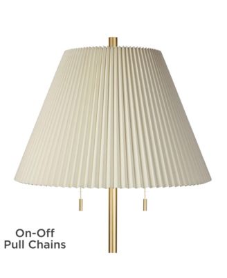 Milan Modern Tall Floor Lamp Gold Metal  Pleated Empire Fabric Shade for Living Room Bedroom Office