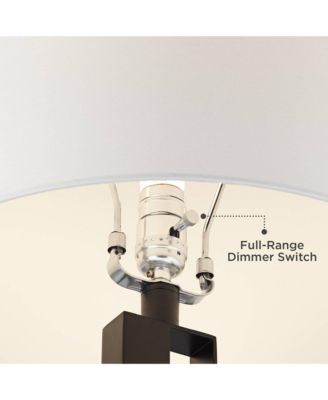 Galaxy 32" Tall Geometric Base Large Modern End Table Lamp Dual USB Ports Metal Living Room Charging