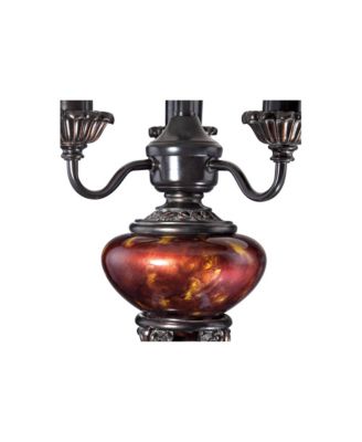Rhys Tall Traditional 3 Way Table Lamps, Bronze Finish with Tortoise Shell Glass, Set of 2