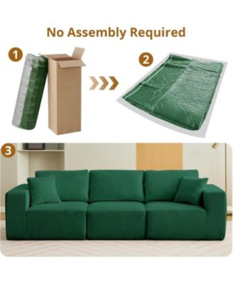 108" Cloud Sectional Sofa with Chaise, Modular Corduroy Couch, No Assembly, Convertible Sleeper