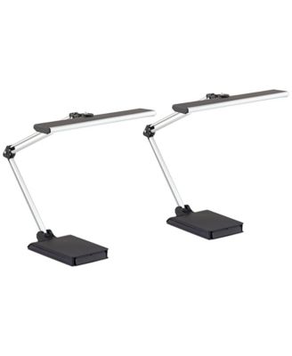 Flynn 25" High Modern Desk Lamps Set of 2 USB Port Adjustable LED Metal Home Office Living Room Charging