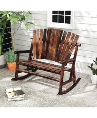 Outdoor Adirondack Rocking Chair for Adults with High Back and Slatted Seat