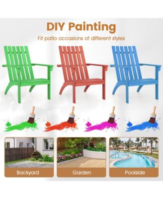 Acacia Wood Patio Adirondack Chair with Inclined Seat and High Backrest for Porch