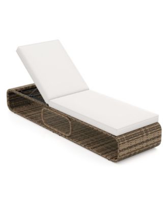 7-Position Adjustable PE Rattan Outdoor Chaise Lounge Chair