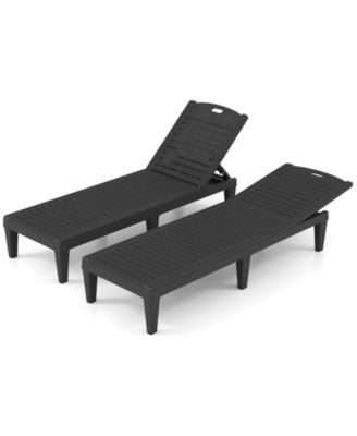 Outdoor PP Chaise Lounge Chairs Set of 2 with 4-Position Adjustable Backrests