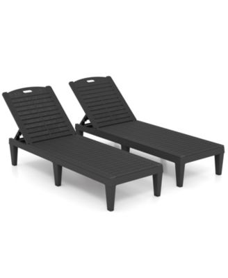 Outdoor PP Chaise Lounge Chairs Set of 2 with 4-Position Adjustable Backrests