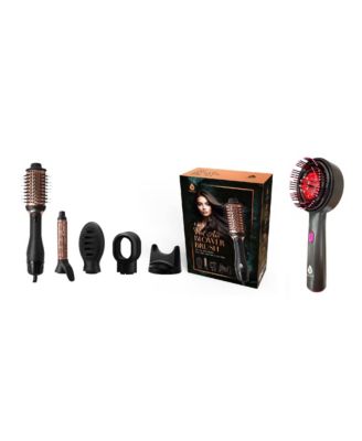 Hair Wellness Duo: Hot Air Blower Brush & Pursonic 3-in-1 LED Therapy Scalp Brush