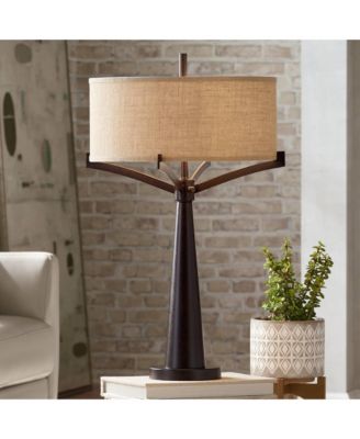31.5" Tall Rustic Farmhouse Table Lamp with USB Charging Port