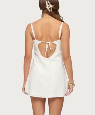 Women's Iman Embroidered Cotton Cutout Mini Dress