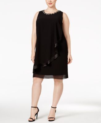 SL Fashions - Plus Size Embellished Overlay Dress
