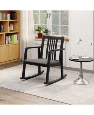 Rocking Chair with Slatted Back and Curved Armrests