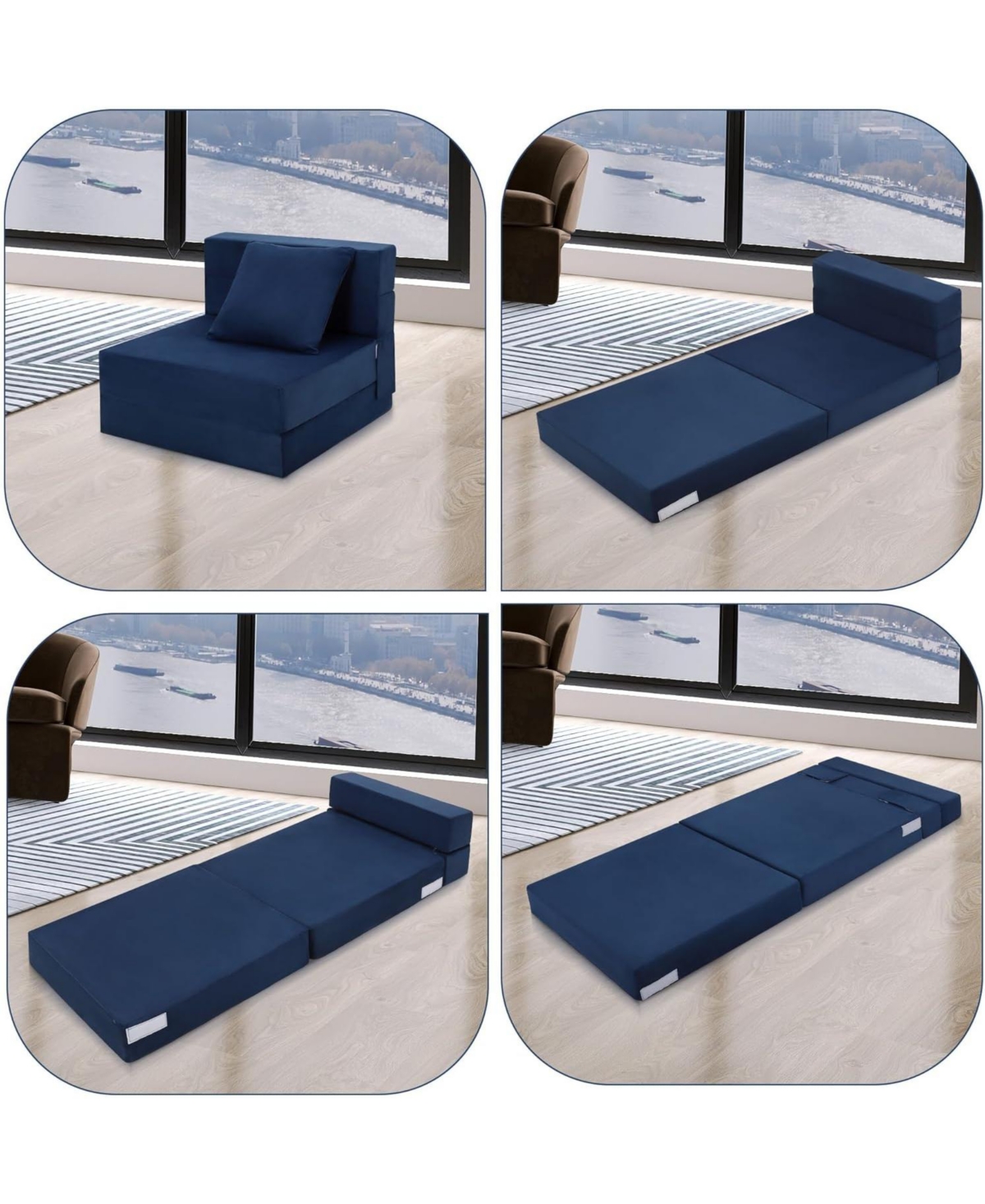 gaomon Convertible Folding Sofa Bed, Memory Foam Futon Sleeper with Pillow for Living Room and Guest Room
