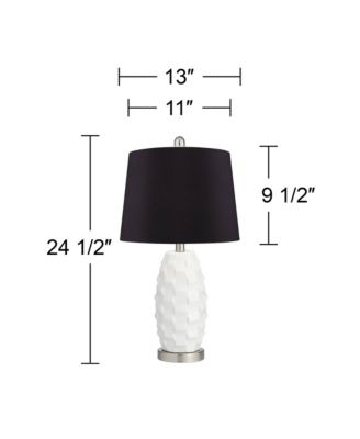 Modern Coastal Table Lamps 24 1/2" High Set of 2 Ceramic LED Faux Drum Shade for Bedroom Living Room House Home Bedside