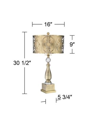 Traditional Table Lamp 30 1/2" with USB Dimmer Tall Brass Metal stick Double Drum Shade for Bedroom Living Room House Home