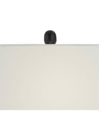 Roxie Modern Table Lamps Set of 2 with Marble Riser 31" Tall USB Charging Port Rectangular Fabric Shades for Bedroom House