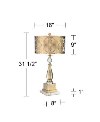 Doris Traditional Table Lamp with Marble Riser 30 1/2" Tall Brass stick Openwork Double Drum Shades for Living Room