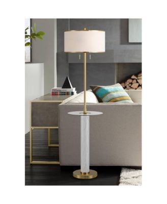 Bellini Modern 65" Tall Standing Floor Lamp with Tray Table USB Port Pull Chain Gold Metal Faux Marble Finish