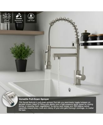 Touch Kitchen Faucet with Pull Down Sprayer, 2-Mode Spring Neck, Brushed Nickel