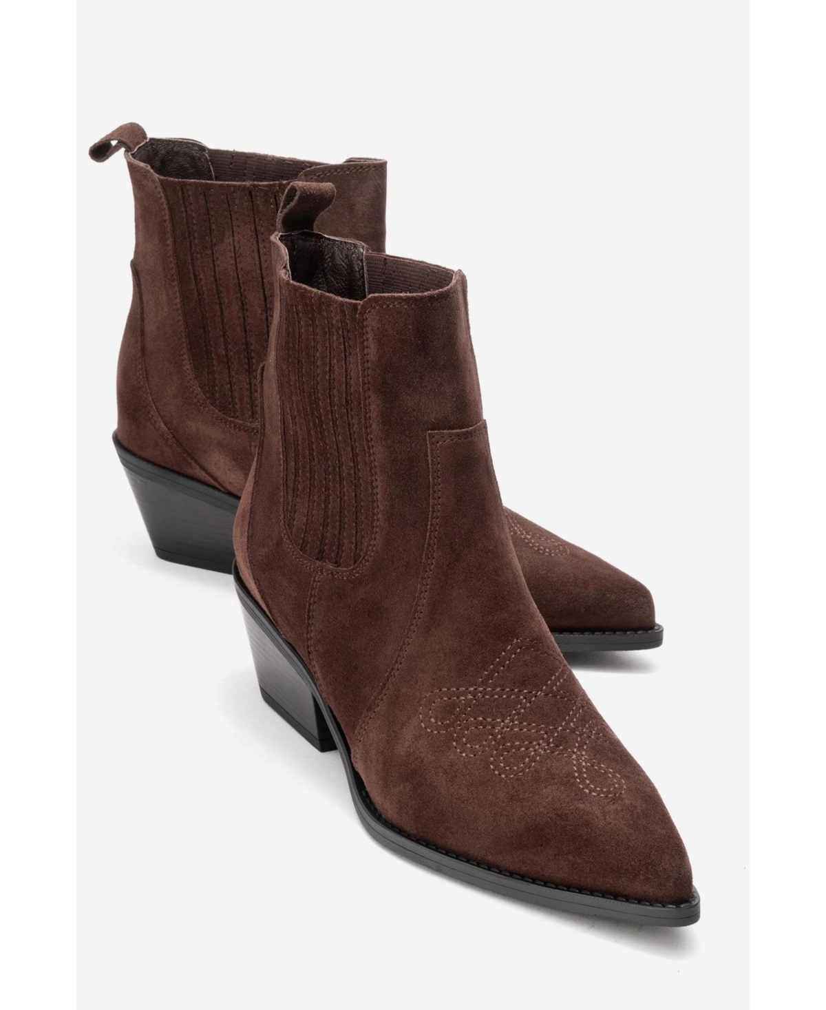 Forever & Always Shoes Women's Julieta Leather Block Heel Western Boot