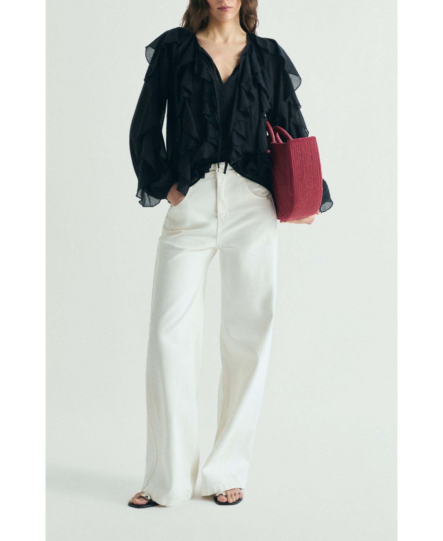 Women's Ruffled Cotton Blouse