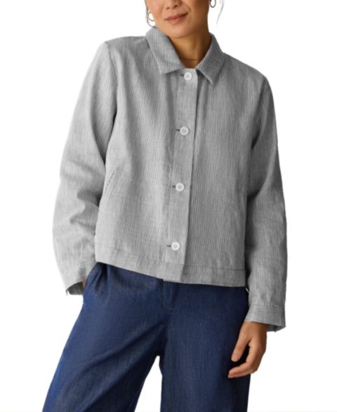 Женские куртки Eileen Fisher Striped Collared Jacket
