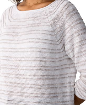Women's Plus Size Bateau Neck Textured Sweater