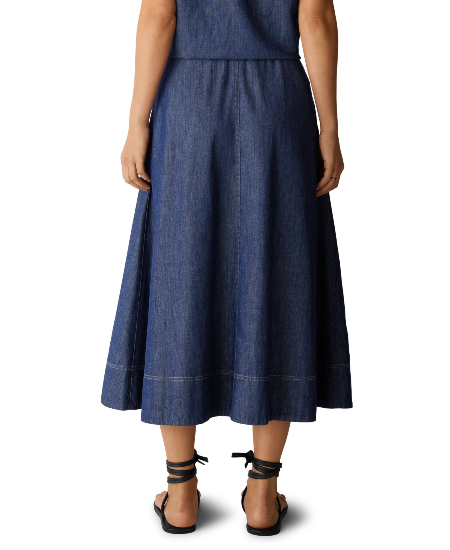 Женская юбка Eileen Fisher Pull-On Full, цвет: Тёмный индиго — фото 4