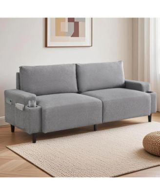 80.7" Loveseat Sofa, Fabric Sleeper Couch with Wood Frame, Easy Assembly for Apartment