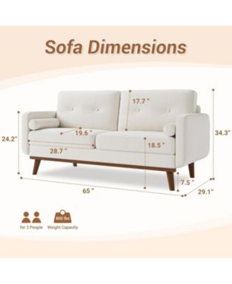 65" Loveseat Sofa, 3-Seater Deep Seat Couch with Linen Upholstery for Small Spaces
