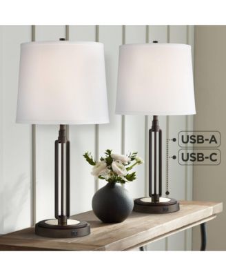 Javier 24 1/2" High Mid Century Modern Table Lamps Set of 2 with USB Port