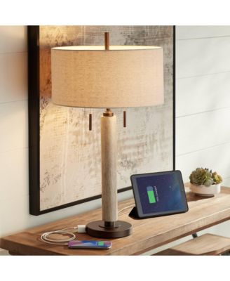 Mid-Century Modern Table Lamp with USB Charging Port 28.5" Tall