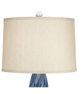 Teresa Modern Table Lamp with Square  Marble Riser 31" Tall Teal Ceramic  Drum Shade for Bedroom Living Room Nightstand