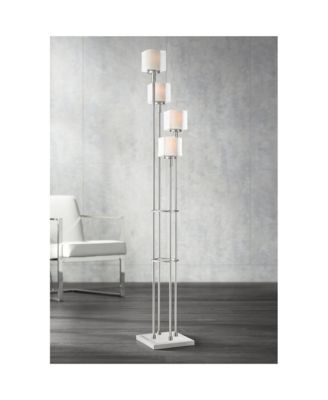 Athena Modern 72" Tall Tree Floor Lamp with Smart Socket Brushed Nickel 4-Light Clear Opal Glass for Living Room Home