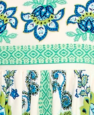 Juniors' Sleeveless Tie-Back Border Printed Linen Dress