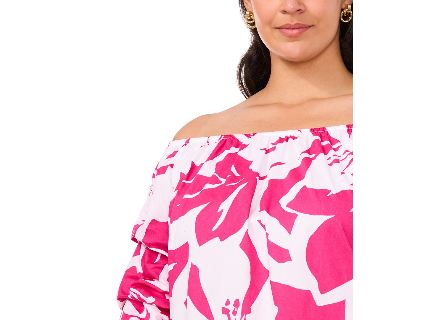 Plus Size Printed Off-The-Shoulder Shift Dress