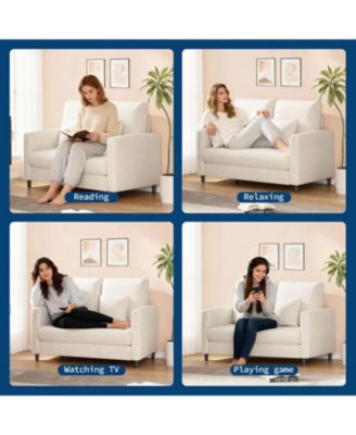 51" Loveseat Sofa, Teddy Fabric Small Couch for Living Room and Small Spaces