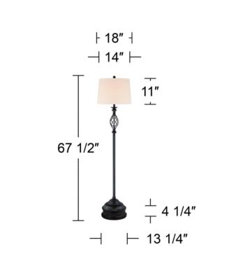 Annie Rustic Floor Lamp with Riser 67 1/2" Tall Iron Scroll Cream Hardback Drum Shade