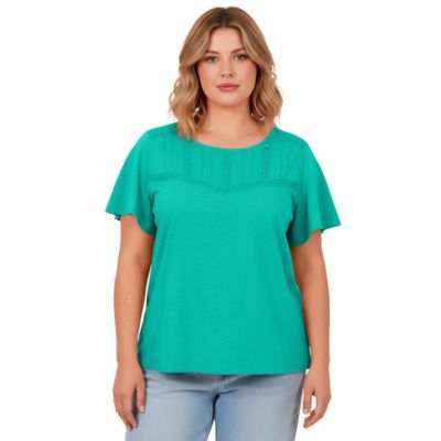 Women's Knit Lace Yoke Tee