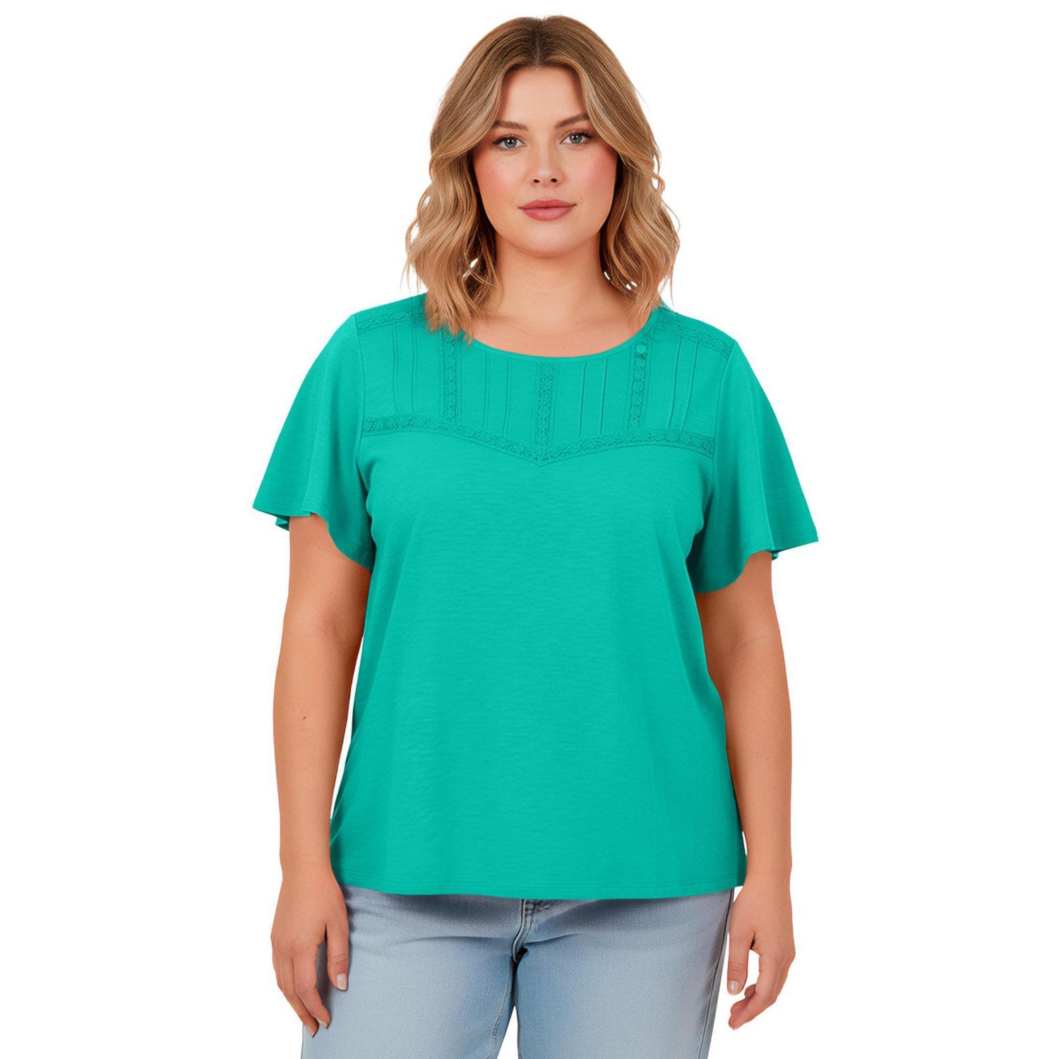 Women's Knit Lace Yoke Tee