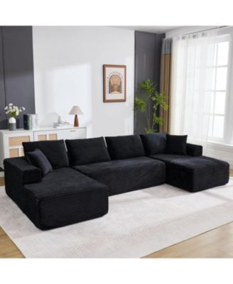 130" U-Shaped Modular Sectional Sofa, Boneless Cloud Couch with 2 Chaise and Pillows