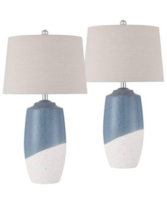 Aegean 28" Tall Coastal Modern Table Lamps Set of 2 Ceramic Shade Living Room Bedroom Bedside