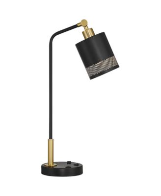 Keller 24" High Small Modern Desk Lamp USB Port AC Power Outlet  Brass Finish Metal Home Office Charging