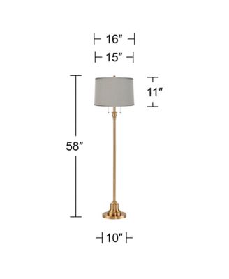 Dyna Traditional 58" Tall Standing Floor Lamp Skinny Pole Pull Chain Antique Brass Finish Faux