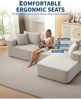 108" Modular Cloud Sectional Sofa, L-Shaped Couch with Chaise, Deep Seat, No Assembly